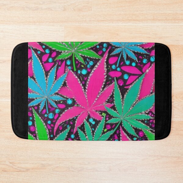 Item preview, Neon Marijuana Pot Leaves Outlined by Rhinestones - Black designed and sold by JLEmporium.