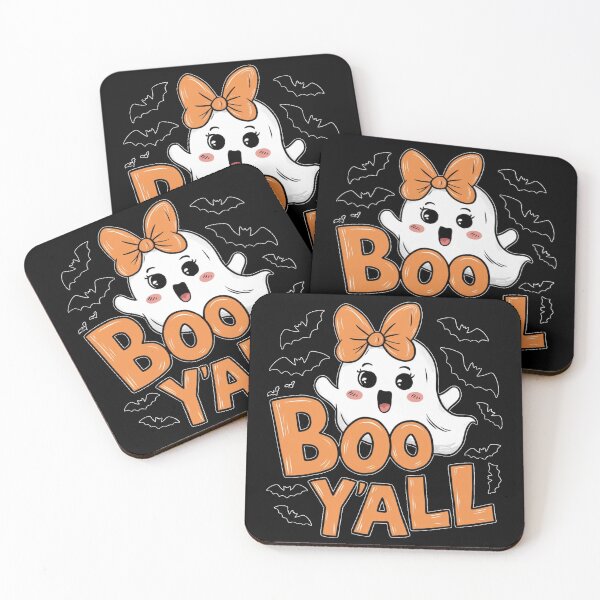 Item preview, Boo y'all with sweet girl-ghost and bats for dark background designed and sold by Visual Arts Dominika Cybuch.