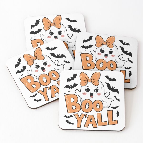 Item preview, Boo y'all with sweet girl-ghost and bats designed and sold by Visual Arts Dominika Cybuch.