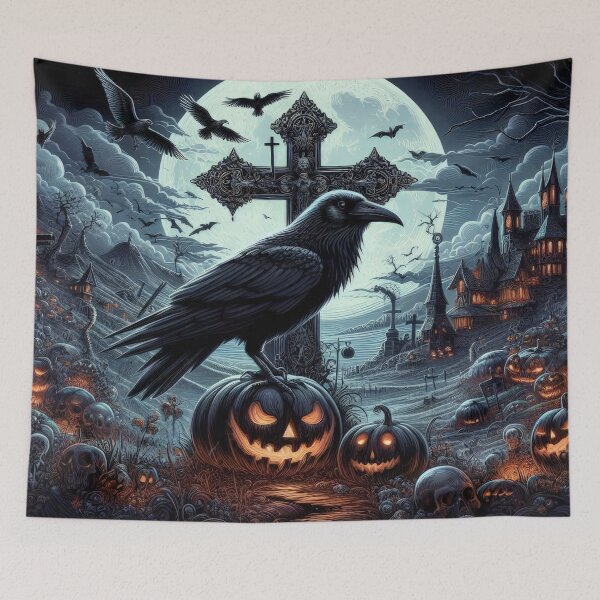 Item preview, black raven with cross  Halloween Pumpkin designed and sold by Expressions-Sel.