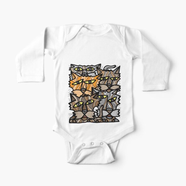 "Fun Kats" Long Sleeve Baby One-Piece