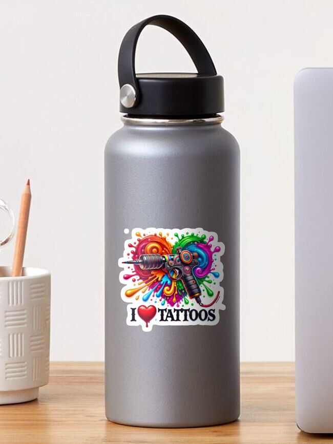 Thumbnail 1 of 3, Sticker, I love Tattoos Heart designed and sold by zeeteezofficial.