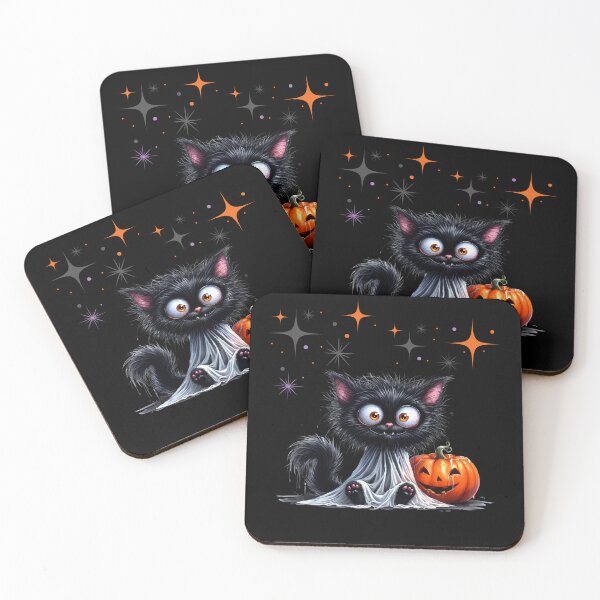 Item preview, Cute Funny Black Kitten Ghost Halloween designed and sold by bizbostudio.