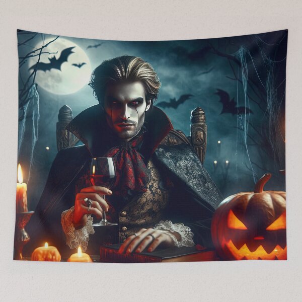Item preview, Prince Vampire with a glass of red wine Halloween Pumpkin designed and sold by Expressions-Sel.