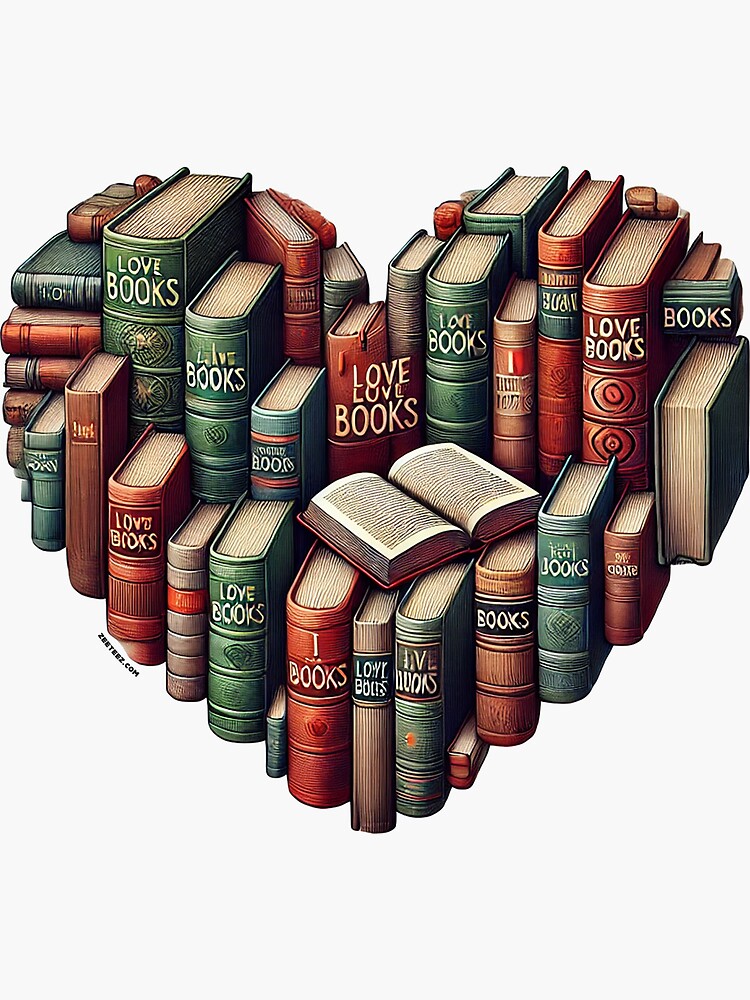 Thumbnail 3 of 3, Sticker, I Heart Books designed and sold by zeeteezofficial.