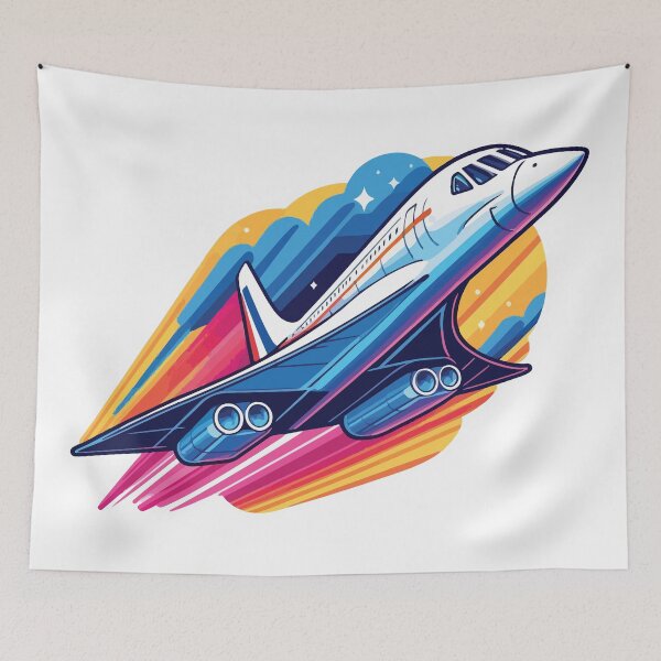 Item preview, Retro Concorde Jet in Vibrant Flight designed and sold by DecalBox.