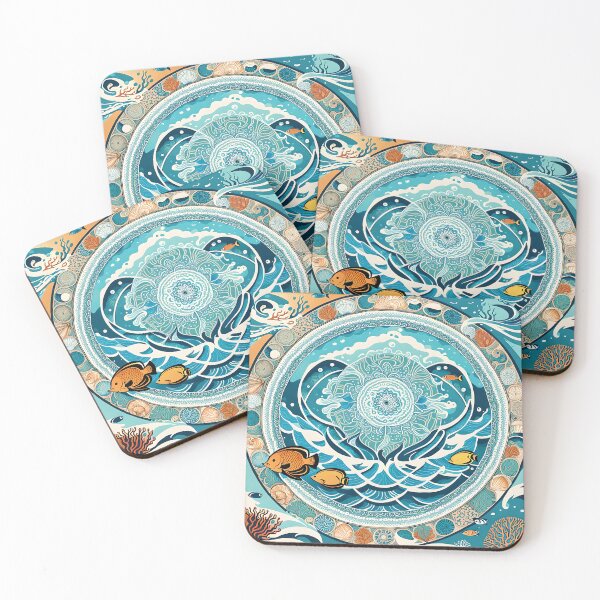 Item preview, Ocean mandala: Harmony of corals and waves designed and sold by MandalasShops.