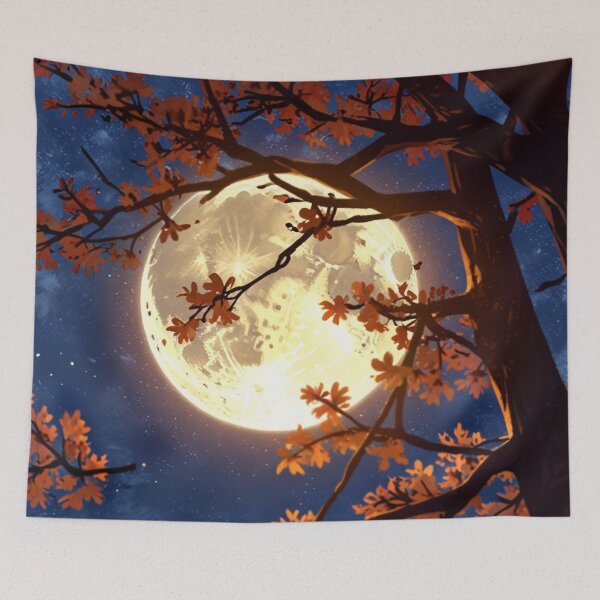 Item preview, Full moon with cherry blossom. designed and sold by PatDoArt.