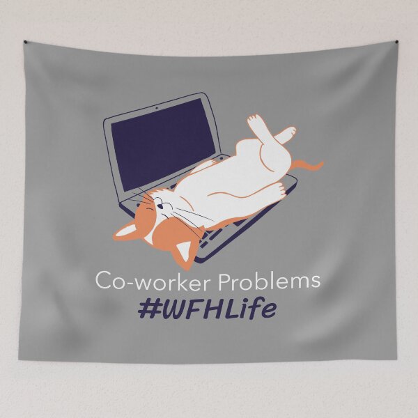 Item preview, Co-Worker Problems: Work From Home Life - orange cat designed and sold by Circle-Cats.