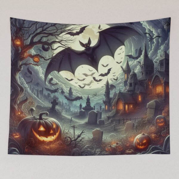 Item preview, bat to cemeteries Halloween Pumpkin designed and sold by Expressions-Sel.