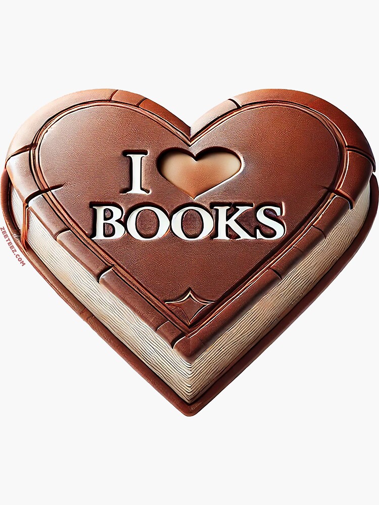 Thumbnail 3 of 3, Sticker, I love Books Heart Shaped designed and sold by zeeteezofficial.