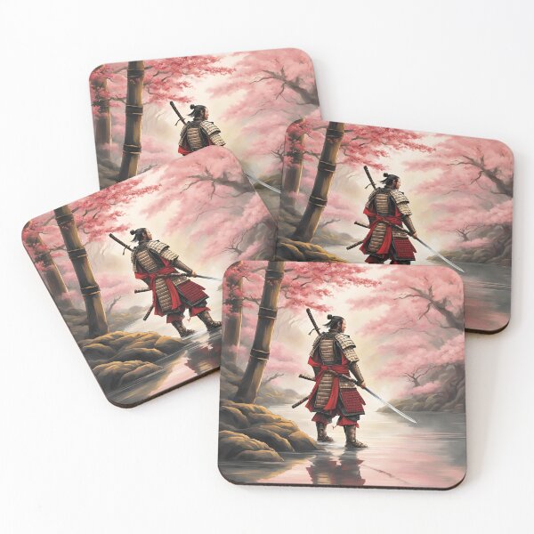 Item preview, Majestic Samurai Amidst Cherry Blossoms: Strength and Serenity in the Bamboo Forest designed and sold by MythSpire.