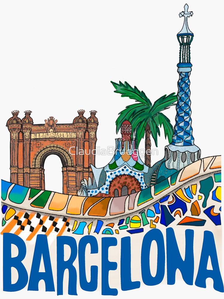 Thumbnail 3 von 3, Sticker, Barcelona - Park Güell und Arc de Triomf designt und verkauft von ClaudiaBrueggen.