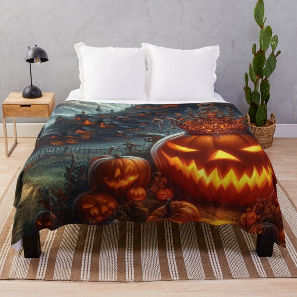 Item preview, king pumpkin with a gloomy palace Halloween Pumpkin designed and sold by Expressions-Sel.