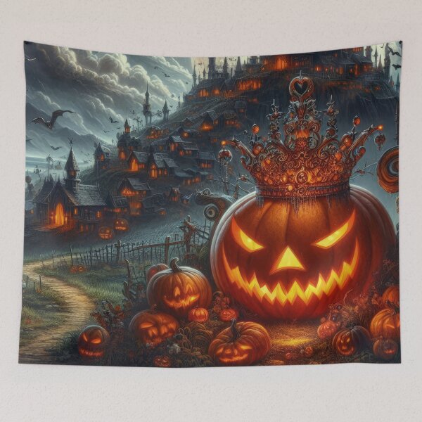 Item preview, king pumpkin with a gloomy palace Halloween Pumpkin designed and sold by Expressions-Sel.