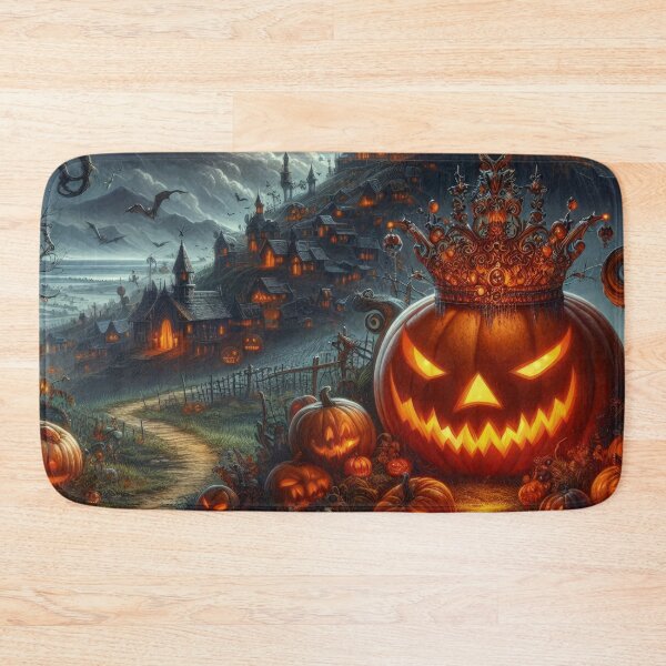 Item preview, king pumpkin with a gloomy palace Halloween Pumpkin designed and sold by Expressions-Sel.