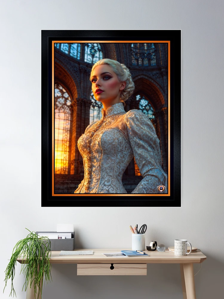 Regal Portrait Of Princess Marianna Theadorous In A Gothic Cathedral Stunning AI Concept Art by Xzendor7 Room Decor Poster Art Print
