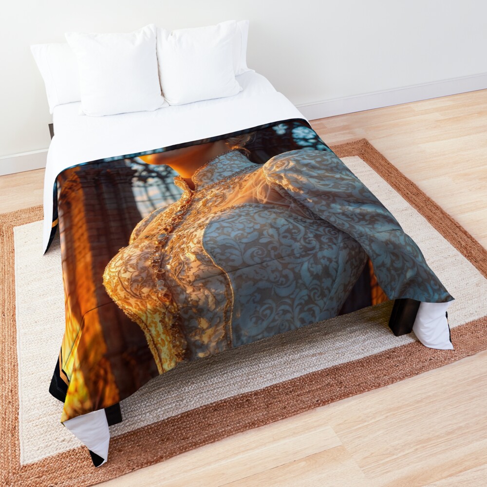 Regal Portrait Of Princess Marianna Theadorous In A Gothic Cathedral Stunning AI Concept Art by Xzendor7 Decorative Art Print Comforter