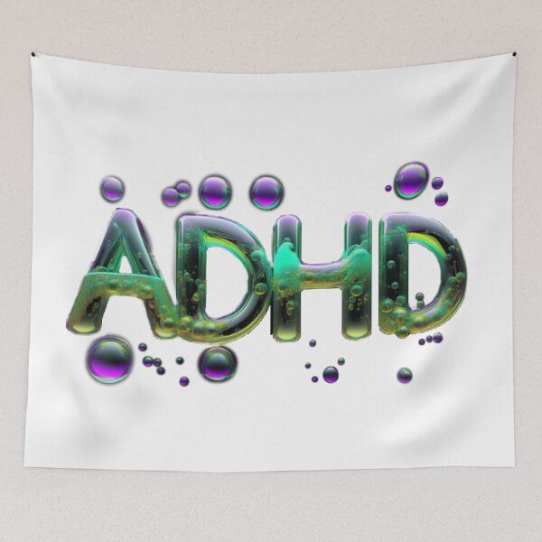 Item preview, The inscription "ADHD" on a white background -gel, colored bubbles designed and sold by My-fake-places.