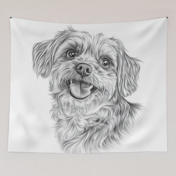 Item preview, Ultra-Realistic Pencil Drawing of a Happy Shih Tzu Caricature designed and sold by AI Gizmo.