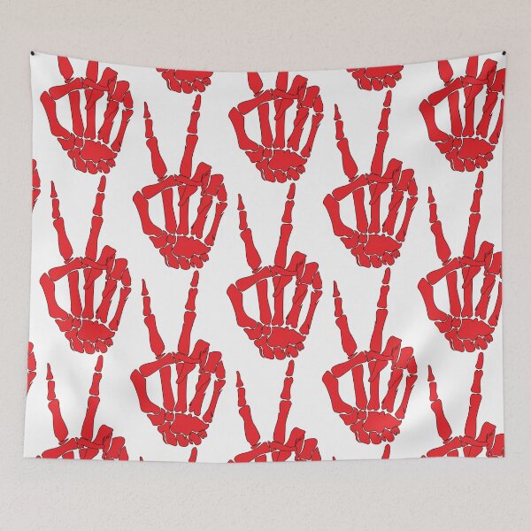 Item preview, Skeleton Fingers Flashing Peace Sign - Spooky and Cool Hand Gesture Art | Halloween designed and sold by ArtfullyJua.