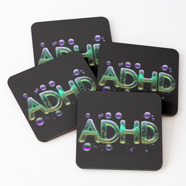 Item preview, The inscription "ADHD" on a black background -gel, colored bubbles designed and sold by My-fake-places.