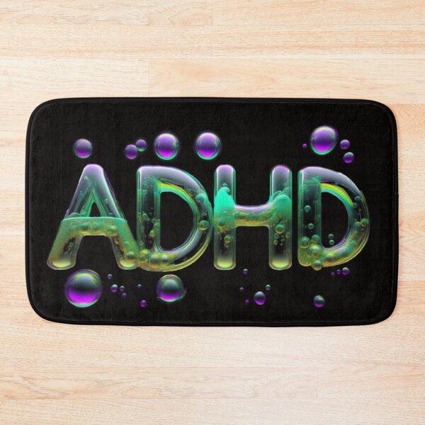 Item preview, The inscription "ADHD" on a black background -gel, colored bubbles designed and sold by My-fake-places.