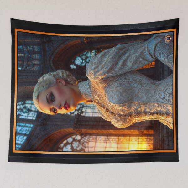 Item preview, Regal Portrait Of Princess Marianna Theadorous In A Gothic Cathedral Stunning AI Concept Art by Xzendor7 designed and sold by Xzendor7 Digital Art Creations.