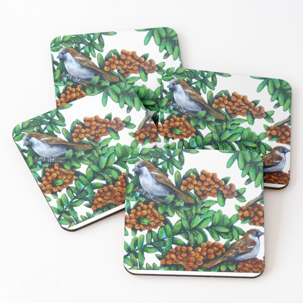 Item preview, Sparrows and Pyracantha designed and sold by Lisa Enright.