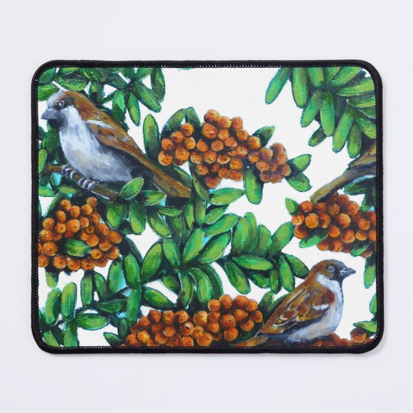 Item preview, Sparrows and Pyracantha designed and sold by Lisa Enright.