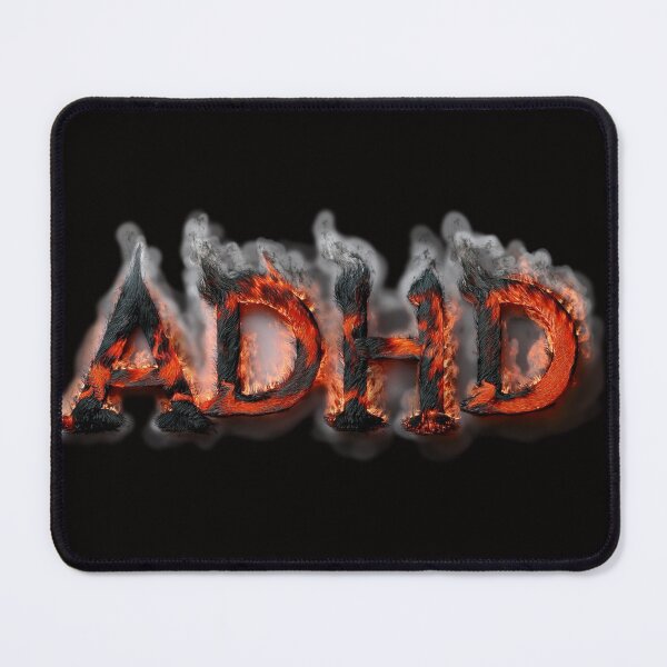 Item preview, The inscription "ADHD" on a black background - fire, ash and smoke.1 designed and sold by My-fake-places.