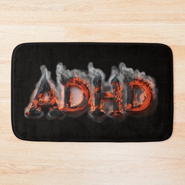 Item preview, The inscription "ADHD" on a black background - fire, ash and smoke.1 designed and sold by My-fake-places.