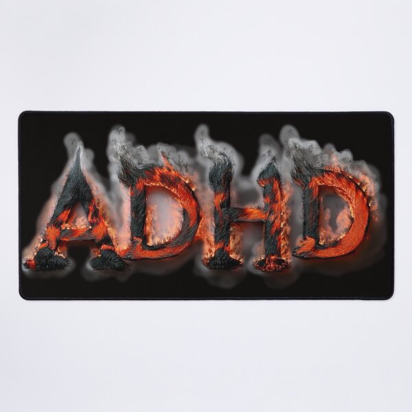 Item preview, The inscription "ADHD" on a black background - fire, ash and smoke.1 designed and sold by My-fake-places.