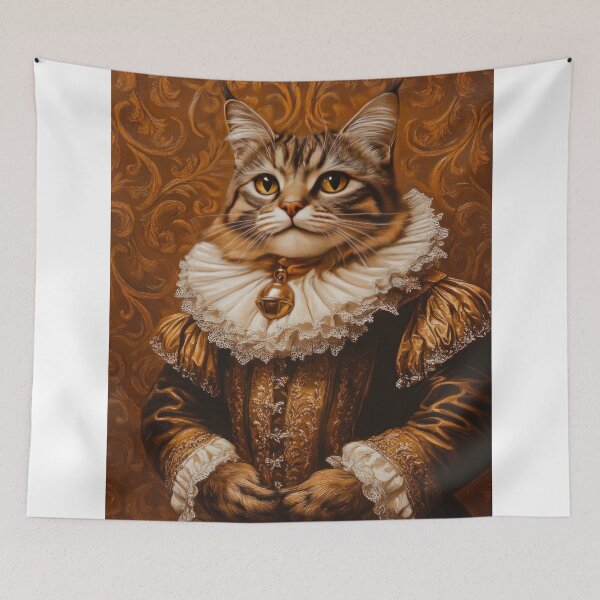 Item preview, Elegant Cat in Renaissance Attire Oil Painting designed and sold by AI Gizmo.