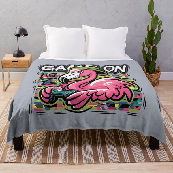 Item preview, Funny Pink Flamingo Gamer Game On Graffiti designed and sold by Nature's Fancy.