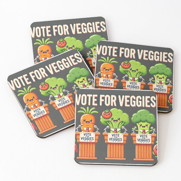 Item preview, Funny Vote for Veggies Illustrations - Quirky and Healthy Election-Themed Art designed and sold by ArtfullyJua.