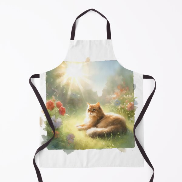 Artikelvorschau, Katze faulenzt in einem sonnenbeschienenen Garten entworfen und verkauft von GoldenPattern.