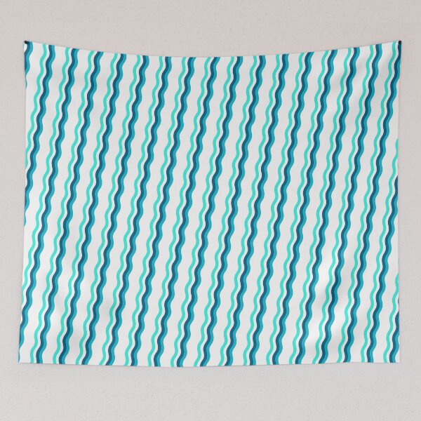 Item preview, Teal Colored Varying Wave Lines Parallel Wavy Strips designed and sold by EvergreenMotifs.