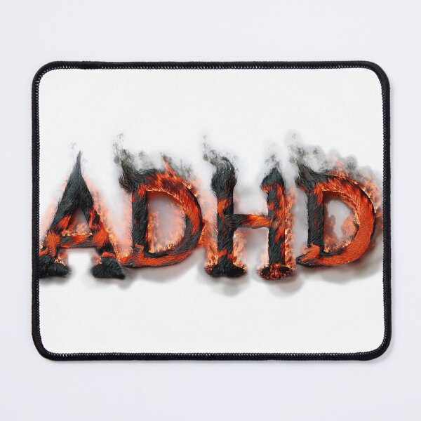Item preview, The inscription "ADHD" on a black background - fire, ash and smoke.3 designed and sold by My-fake-places.