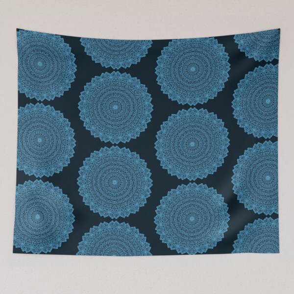 Item preview, Abstract concentric blue pattern on black designed and sold by ArtDi101.