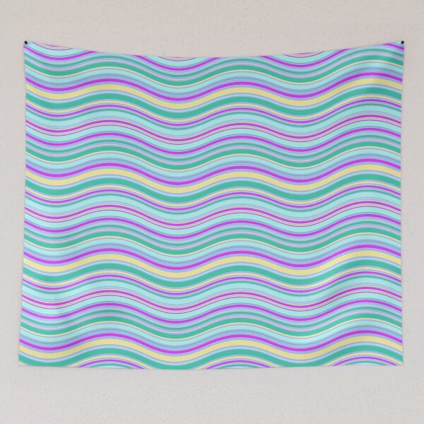 Item preview, Rainbow Colored Varying Wave Lines Parallel Wavy Strips designed and sold by EvergreenMotifs.