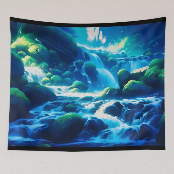 Item preview, waterfall with mossy rocks designed and sold by Gabi.Media.