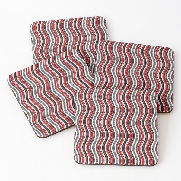 Item preview, Red Colored Varying Wave Lines Parallel Wavy Strips designed and sold by EvergreenMotifs.