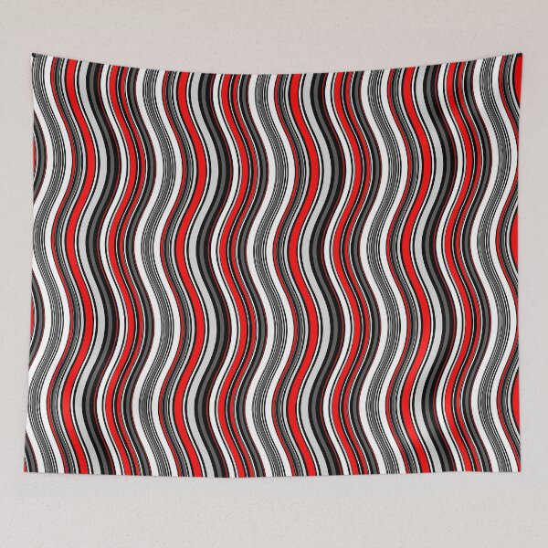 Item preview, Red Colored Varying Wave Lines Parallel Wavy Strips designed and sold by EvergreenMotifs.