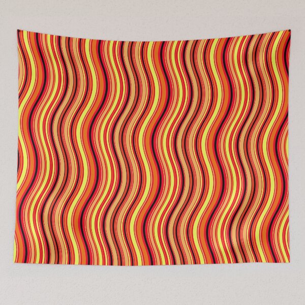 Item preview, Fire Orange Varying Wave Lines Parallel Wavy Strips designed and sold by EvergreenMotifs.