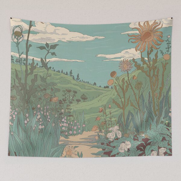 Item preview, Retro Cartoon Art Style With Eustoma, Helianthus And Dracaena Flowers designed and sold by pixelplaza.
