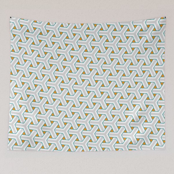 Item preview, Multicolor Triangle Geometry Japanese Style Pattern Teal Orange designed and sold by EvergreenMotifs.
