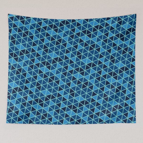 Item preview, Multicolor Triangle Geometry Japanese Style Pattern Blue designed and sold by EvergreenMotifs.