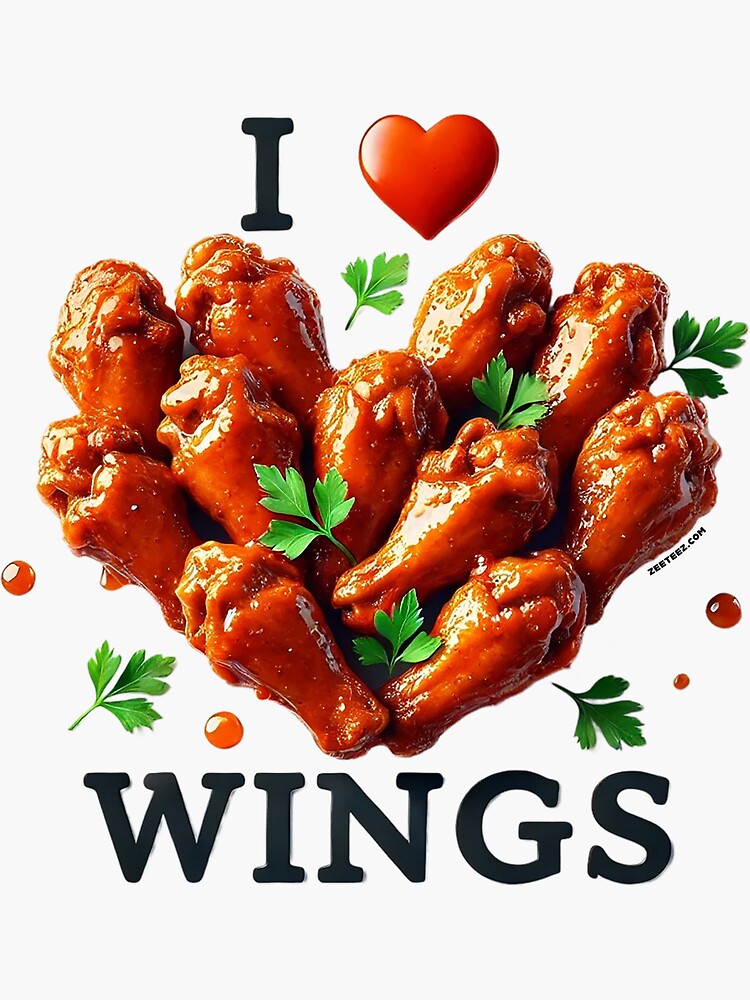 Thumbnail 3 of 3, Sticker, I love wings designed and sold by zeeteezofficial.