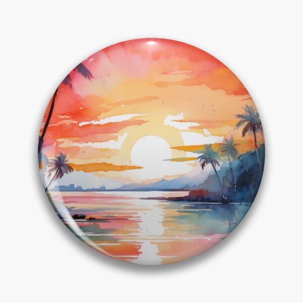 Aperçu de l'œuvre Coucher de soleil sur une île des Caraïbes - Aquarelle #2 créée et vendue par NatureSight.